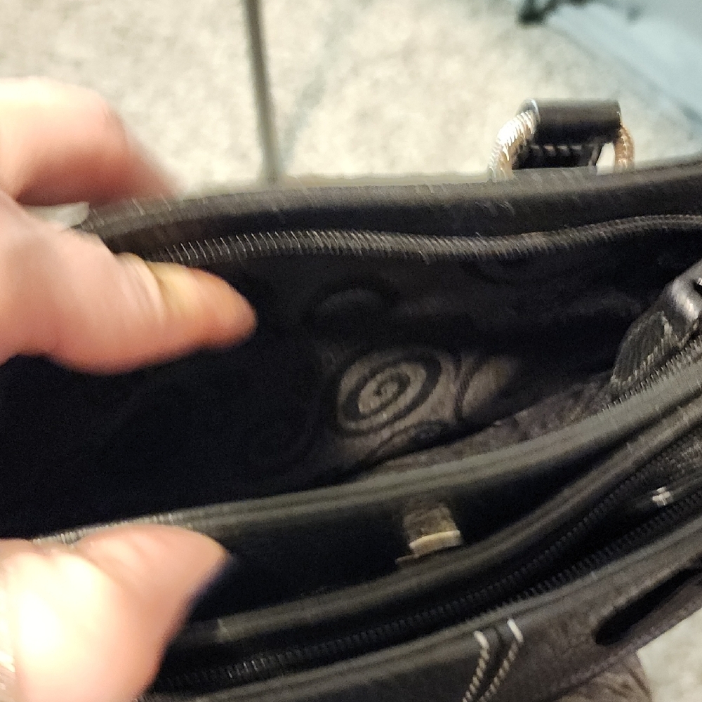 Brighton Black Leather Shoulder Bag with Heart Accent - Picture 4 of 10